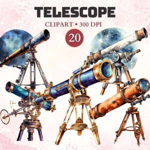Telescope Clipart, Watercolor, Space, Galaxy Clipart, Universe, Png, Outer Space, Adventures, Graphics, Solar System, Astronomy, Cosmos