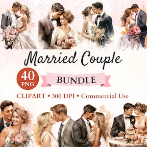 Bundle de cliparts couple marié, mariage ensemble des cliparts, des cliparts romantique, des cliparts mariage, mariage Png, Png Transparent, usage Commercial
