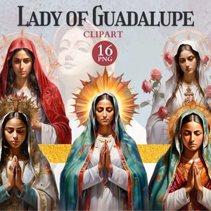 Vrouwe van Guadalupe Clipart, Nuestra Senora, Faith Cut-bestand, katholieke pictogrammen digitaal, Maagd Maria Vector