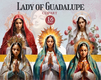 Dame de Guadalupe Clipart, Nuestra Señora, Faith couper fichier, icônes catholiques numériques, Vierge Marie vecteur