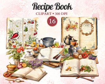 Recipe Book Clipart, Cookbook Clipart, Cooking Clipart, Kitchen Clipart, Cooking Png, Cooking Vector, Baking, Food Vector