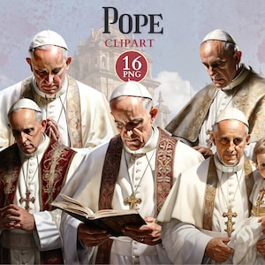 Clipart do Papa, Bíblia Sagrada, Clipart dos Santos Católicos, Ícone Cristão, Homem Santo, Gráficos da Igreja, Feito para Adorar