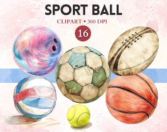 Sport Ball Clipart, Soccer Ball, Basketball, Baseball, Tennis, Football, Golf Ball, Sport Clipart, Sport Image