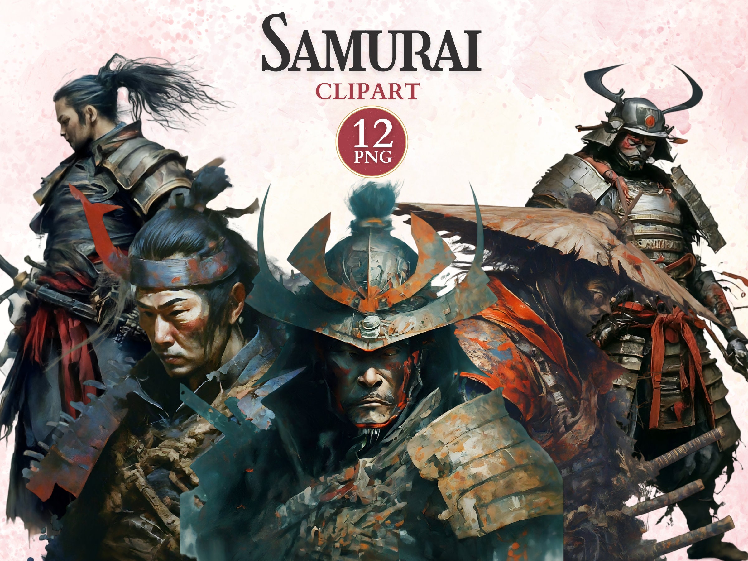 Samurai clipart, samurai png, ninja png, Japan clipart, Japanse krijger, historische png, scrapbooking, ongewenste dagboek, transparante png