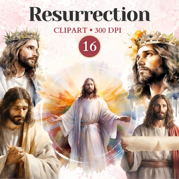 Resurrection Clipart, Easter Church Clipart, Church Graphics, Watercolor Cross, Resurrected, He Is Risen