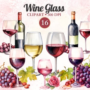 Wine Glass Clipart, Wine Glass Png, Wine Clipart, Wine Bottle, Red Wine, White Wine, Grapes Clipart, Grapes and Wine, Alcohol