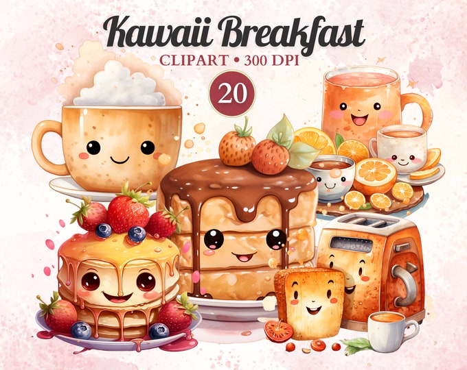 Premium Vector Clipart - Kawaii Breakfast Clipart - Kawaii Food Clip ...