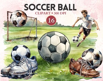 Clipart pallone da calcio, pallone da calcio Png, calcio ad acquerello, vettore di calcio, clipart sportiva, grafica sportiva
