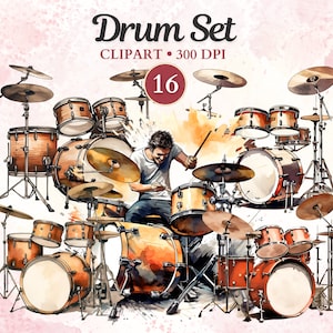 Clipart set de batterie, vecteur de batterie, baguettes, groupe de musique, percussions, instrument de musique, clipart musique, musique png