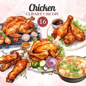 Clipart poulet, poulet Png, vecteur de poulet, clipart viande, clipart repas, clipart nourriture, dîner, Png de cuisine, vecteur de nourriture