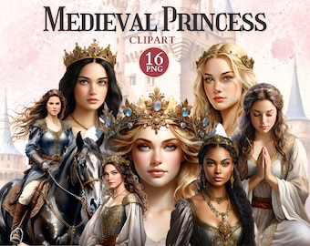 Princess Clipart, Medieval Princess, Medieval Image, Royal Png, Middle Ages, Historical Png, Fantasy Story, Scrap Book
