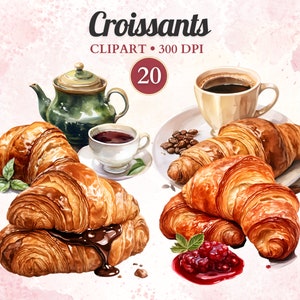 クロワッサン クリップアート、フランスのベーカリー クリップアート、フランスのお菓子、ペストリー、朝食 PNG、ベーキング、フランス料理、料理イラスト、料理、ブランチ