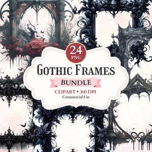 Gothic Frames Clipart Bundle, Antique Printable Frame Png to Ornate ...