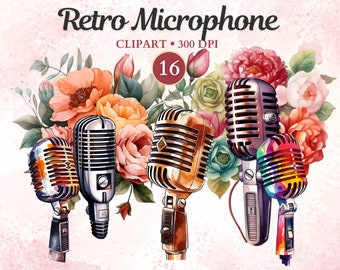 Retro Microphone Clipart, Microphone Png, Audio, Musician, Singer, Retro Music, Music Clipart, Music Png
