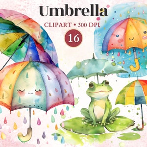 Umbrella Clipart, Rainy Day, Cloud Watercolor, Kawaii Weather, Cloud Png, Cute Weather, April Showers, Umbrella Clipart