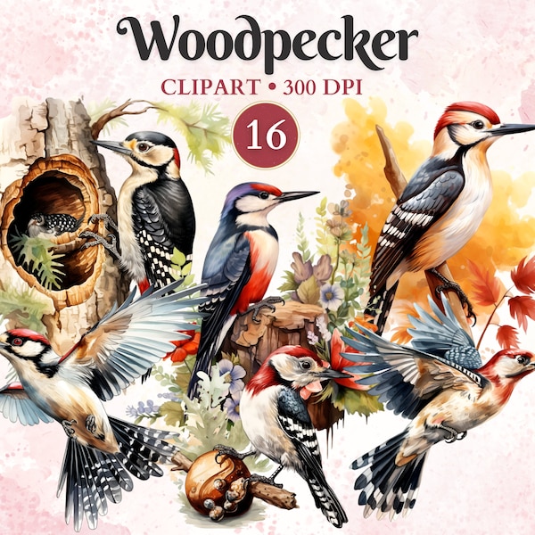 Woodpecker Clipart, Woodpecker Png, Bird Clipart, Bird Silhouette, Bird Watching, Bird Vector, Animal Vector