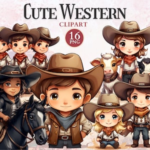 Cute Western Clipart, Cute Cowboy Clipart, Wild West Png, American West, Cowboy Graphics, Ranch Image, Country Graphics