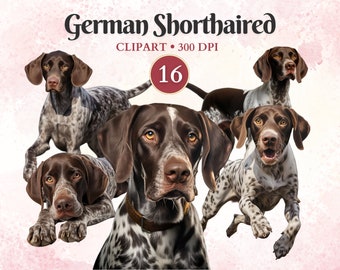 German Shorthaired Pointer Clipart, Hunting Dog, Pet Graphics, Dog Vector, Canine Clipart, Scrap Book