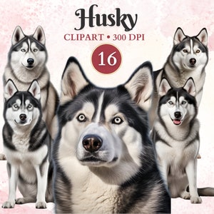 Husky clipart, Siberische husky, hond silhouet glinsterende clip art, huisdier graphics, hond vector, Canine clipart, schroot boek