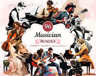 Musician Clipart Bundle, Musician Png, Music Clipart, Music Png, Musical Artwork, Musical Instrument, Music Vector