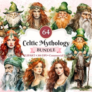 Celtic Mythology Clipart Bundle, Pagan Symbol, Pot Of Gold, Irish, St Patrick's Day, Goddess Brigid, Commercial Use