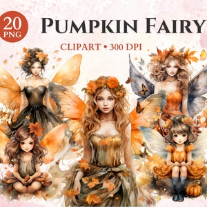 Clipart fée citrouille, clipart princesse de conte de fées, clipart fée, art mystique magique, clipart fantastique, Png transparent, téléchargement immédiat