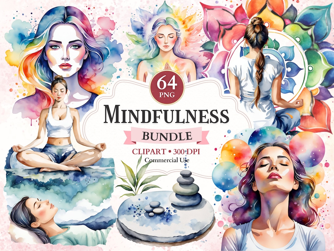 Mindfulness Clipart Bundle, Mandal Design, Meditation Graphics, Yoga ...