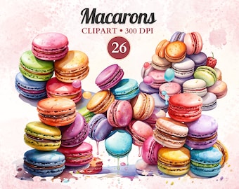Macarons clipart, macarons png, Franse macaron illustratie, dessert, snoep, aquarel png, transparante png, instant download