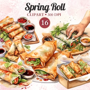 Spring Roll Clipart, Chinese Food, China Clipart, Asian Cuisine, Asian Food, Food Clipart, Cooking Clipart, Recipe Clipart