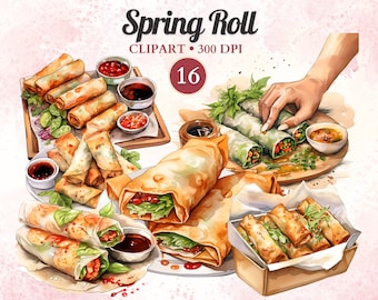 Frühlingsrolle Clipart, chinesisches Essen, China Clipart, asiatische Küche, asiatisches Essen, Essen Clipart, Kochen Clipart, Rezept Clipart
