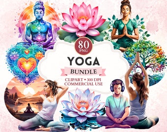 Yoga Clipart Bundle, Yoga Png, Yoga Pose, Mindfulness, Mindful Clipart, Meditation Png, Meditative Image, Sport Graphics