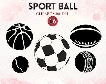 Sport Ball Clipart, Soccer Ball, Basketball, Baseball, Tennis, Football, Golf Ball, Sport Clipart, Sport Image