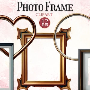 Fotorahmen Clipart, druckbare Png-Bilderrahmen, Rahmen Clipart, dekorative Elemente zur Verzierung der Einladung, Sublimationsdesign