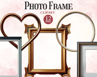 Photo Frame Clipart, Printable Picture Frame Png, Borders Clipart, Decorative Elements to Ornate Invitation, Sublimation Design
