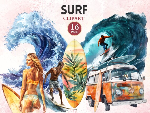 Surf Clipart, Surf Png, Surfing Graphics, Surfboard Png, Surfer Clipart, Ocean, Wave, Sport Graphics, Sport Image