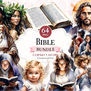 Bundle de cliparts Bible, Bible Png, fichier coupe foi, graphiques de prière, art de Jésus-Christ, cliparts chapelet, Saint-Esprit