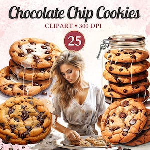 Clipart de cookie aux pépites de chocolat, Cookie Biscuit, délicieux Clipart, aquarelle Png, Png transparent, téléchargement immédiat