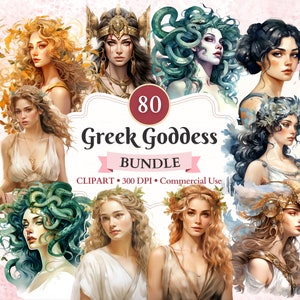 Bundle de cliparts déesse grecque, féminin divin, clipart mythologie, mythologie grecque, mont Olympe, usage Commercial