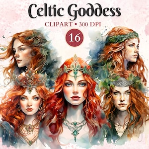Celtic Goddess Clipart, Celtic Clipart, Divine Feminine, Pagan Symbol, St Patrick's Day, Mythology, Goddess Vector Art