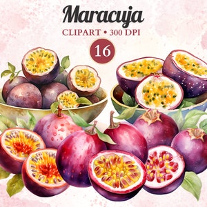 Clipart Maracuja, frutto della passione, clipart di cibo sano, frutta tropicale, cibo esotico Png, vibrazioni estive, album di ritagli