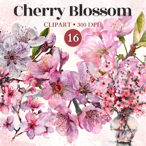 Kirschblüten Clipart, Frühling Sublimation, Florale Elemente, Blumen Vektor, Garten Clipart, Sakura Blumen