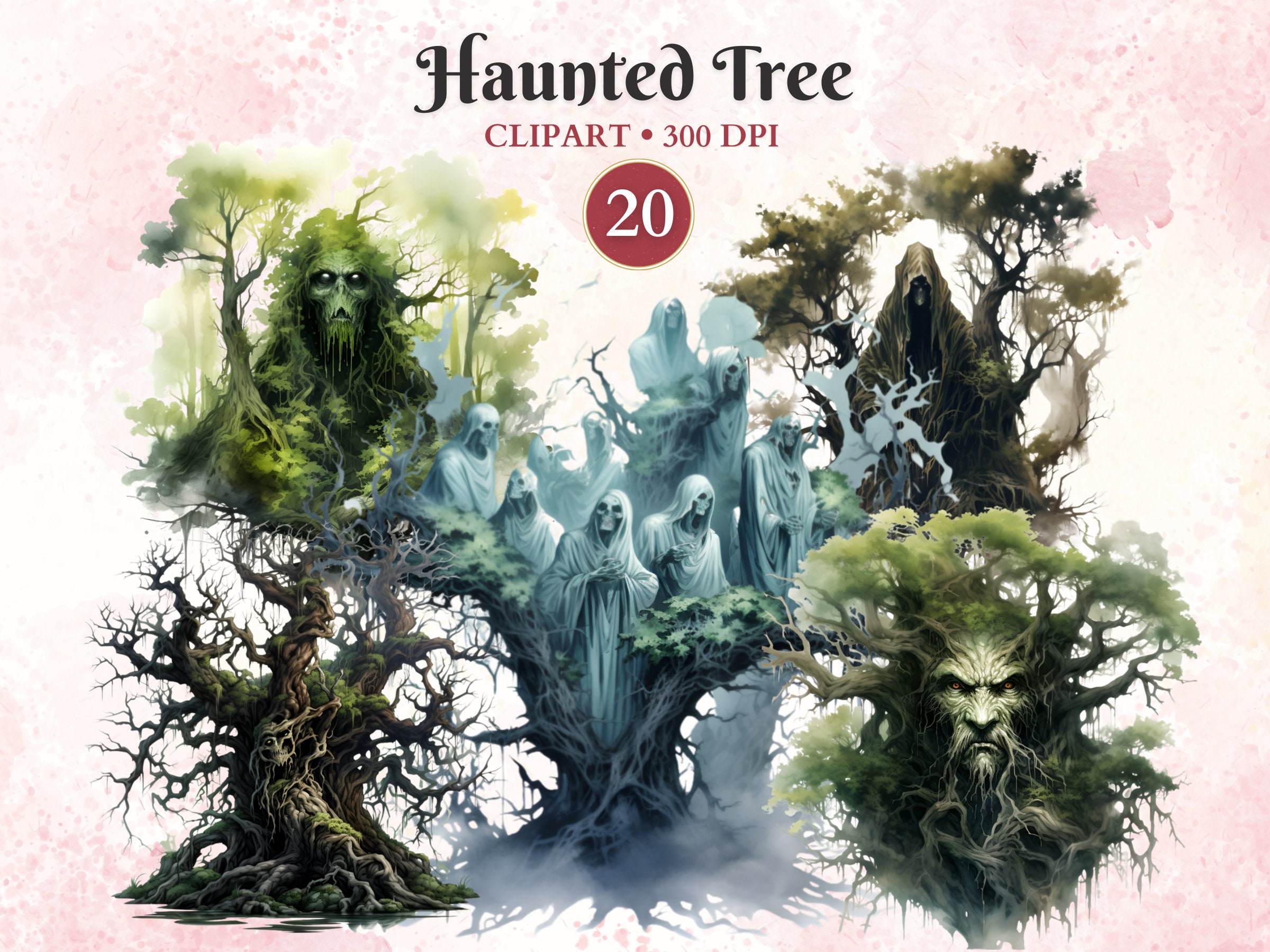 Haunted Tree Clipart, Haunted Mansion, Dead Tree Clipart, Halloween ...