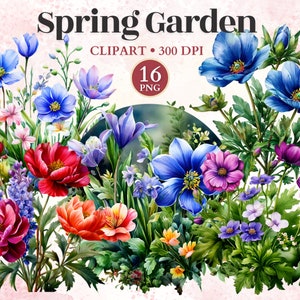 Imágenes prediseñadas de jardín de primavera, imágenes prediseñadas de valla, impresión de campo de flores, vector de flores, imágenes prediseñadas de herramientas de jardinería, gráficos de jardinería