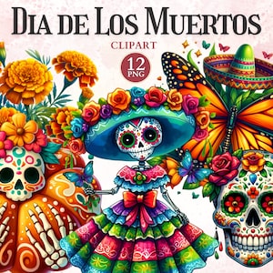 死者の日クリップアート、死者の日の装飾、メキシコのハロウィーン、メキシコのフィエスタ、カラベラス、スケルトン クリップアート、旅行ベクター