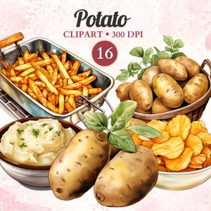 Clipart pomme de terre, aquarelle, png de légumes, alimentation saine, végétarien, végétalien, salade, végétarien, jardin, ferme, agriculture