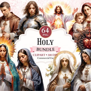 Lot de cliparts sacrés, Sacré-Cœur de Jésus, Vierge de Guadalupe, Nuestra Señora, Saints hommes, peinture de la Vierge Marie