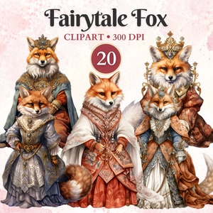 Imágenes prediseñadas de zorro de cuento de hadas, arte de Fox Planner, historia de fantasía, cuento de hadas vintage, imagen mágica png, bosque mágico, libro de chatarra
