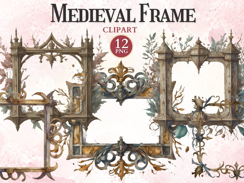 Medieval Frame Simple Medieval Frame Clipart, Antique Printable Frames Png to Ornate Picture ...