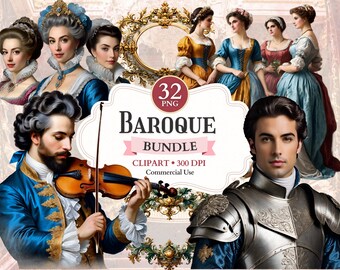 Baroque Clipart Bundle, Baroque Png, Rococo Png, Frame Png, Border Vector, Ornamental Clipart, Historical Png, Scrap Book
