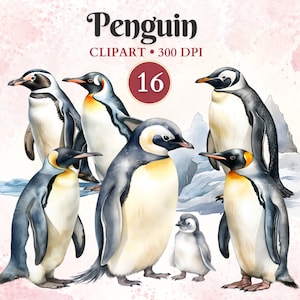 Imágenes Prediseñadas de pingüino, silueta de pingüino, imágenes prediseñadas de animales antárticos, invierno, animales del océano, vida silvestre, libro de chatarra